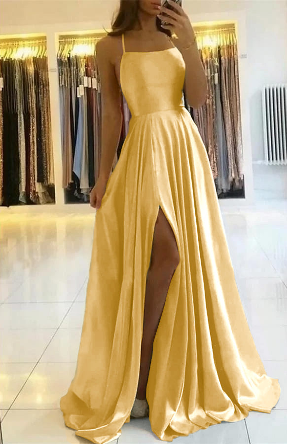 Spaghetti-Strap Split Prom Dress | Ballbella