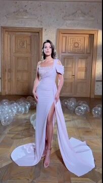 Glamorous One-Shoulder Mermaid Evening Dress with Split and Ruffles | Ballbella