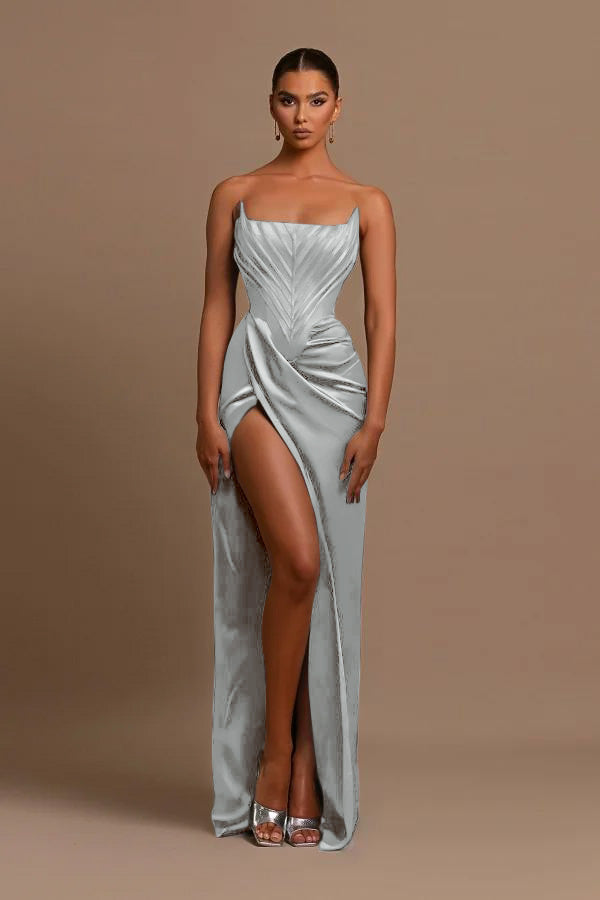 Simple Green Sleeveless Mermaid Prom Dress with Split | Ballbella