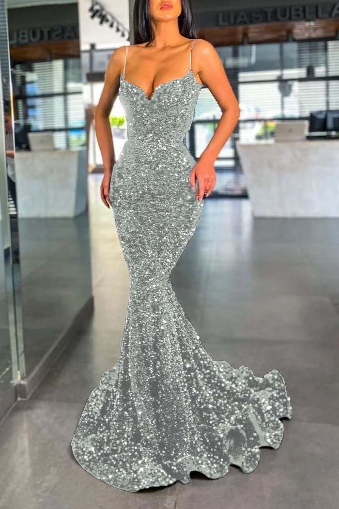 Sequins Dark Green Mermaid Prom Dress | Ballbella