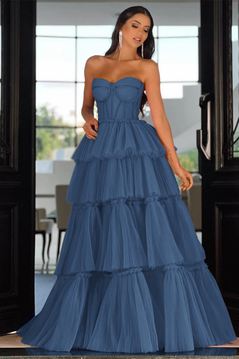 Hot Pink Elegant Sweetheart Prom Dress with Sleeveless Layers | Ballbella