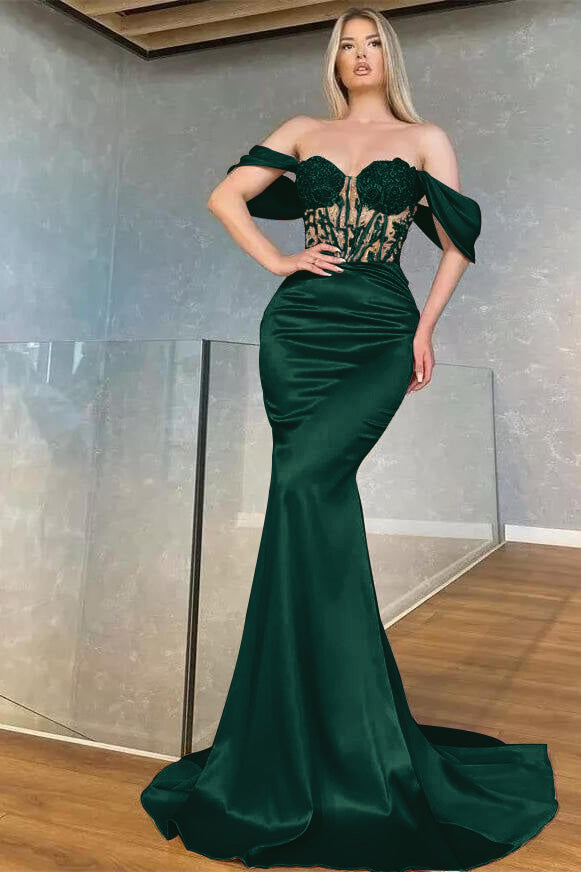 Sweetheart Off-the-Shoulder Long Mermaid Prom Dress with Beads | Ballbella