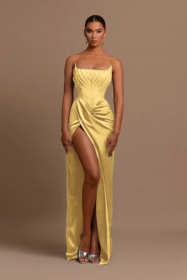 Simple Green Sleeveless Mermaid Prom Dress with Split | Ballbella