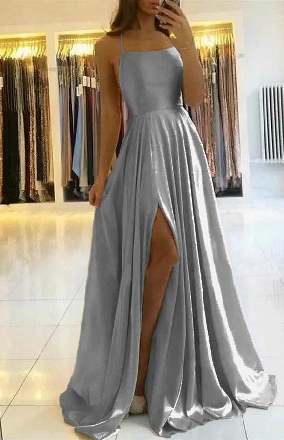 Spaghetti-Strap Split Prom Dress | Ballbella