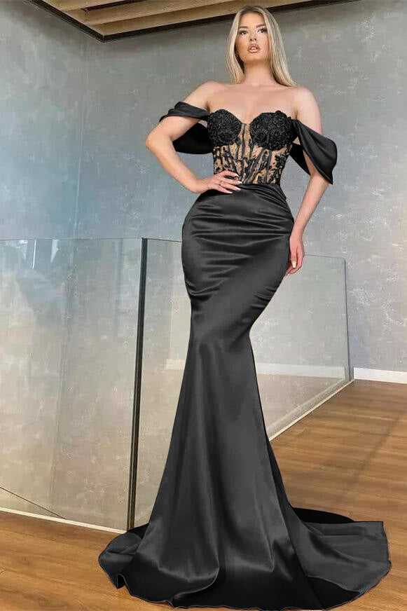 Sweetheart Off-the-Shoulder Long Mermaid Prom Dress with Beads | Ballbella