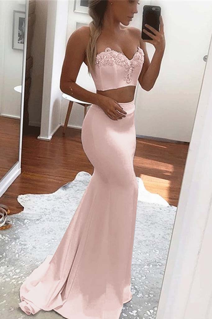 Two-Piece White Mermaid Prom Dress | Ballbella