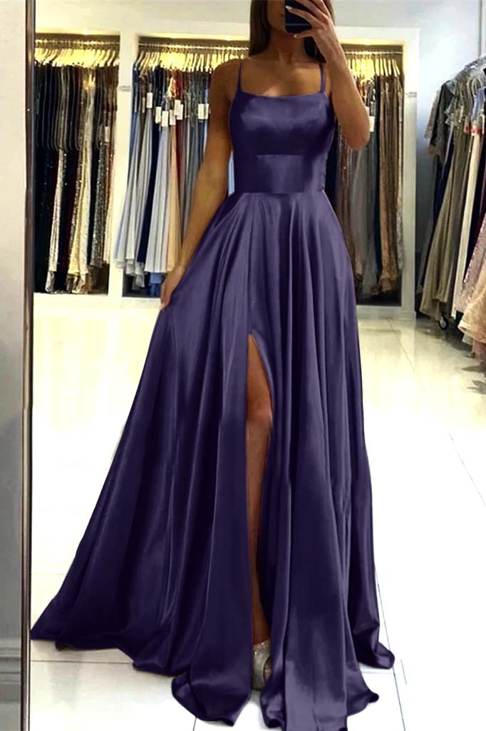 Pink Spaghetti-Strap Prom Dress with Slit | Ballbella