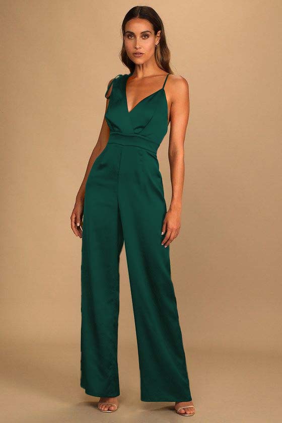 Luxe Rusty Rose Satin Asymmetrical Wide-Leg Jumpsuit | Ballbella