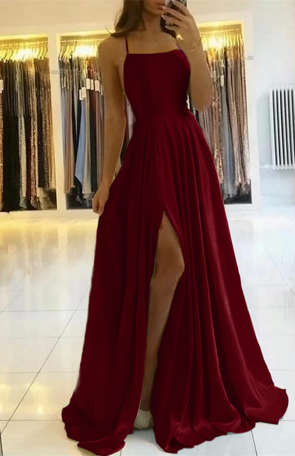 Spaghetti-Strap Split Prom Dress | Ballbella