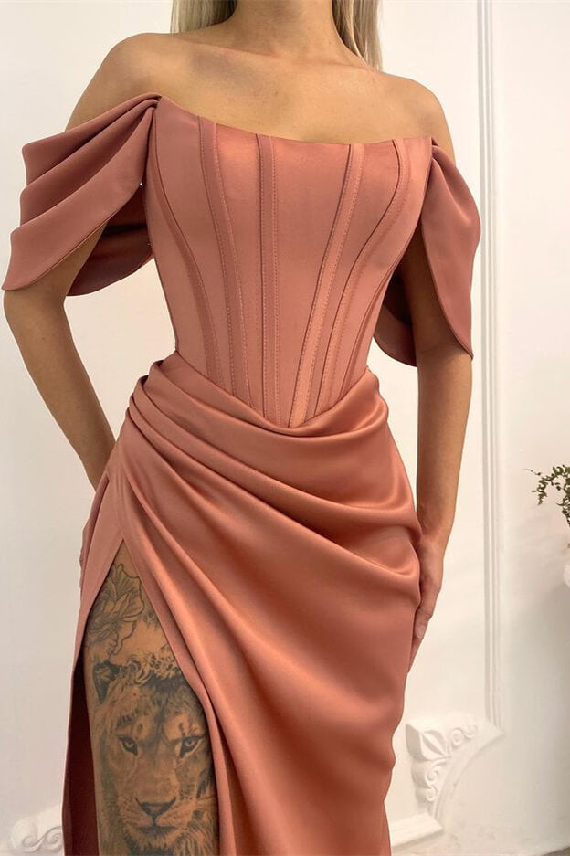 Off-the-Shoulder Long Mermaid Prom Dress with Split | Ballbella