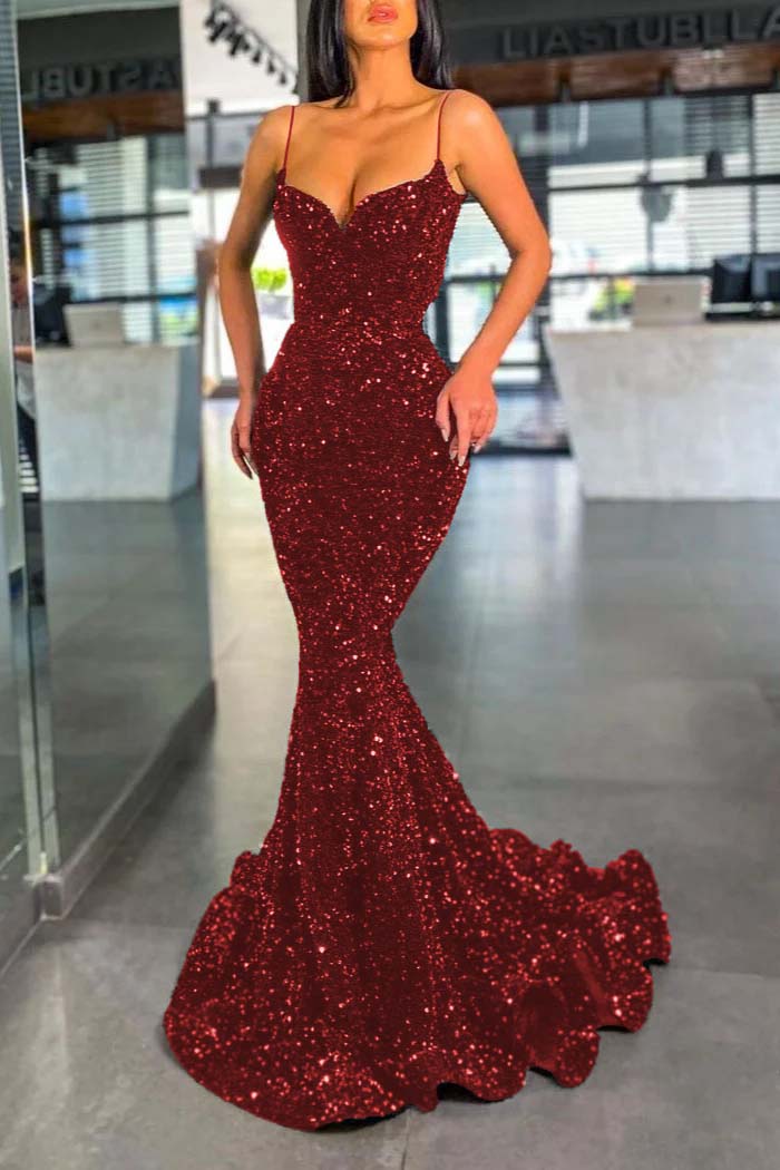 Sequins Dark Green Mermaid Prom Dress | Ballbella