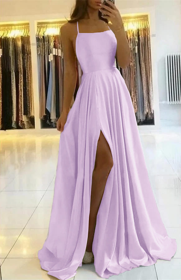 Spaghetti-Strap Split Prom Dress | Ballbella