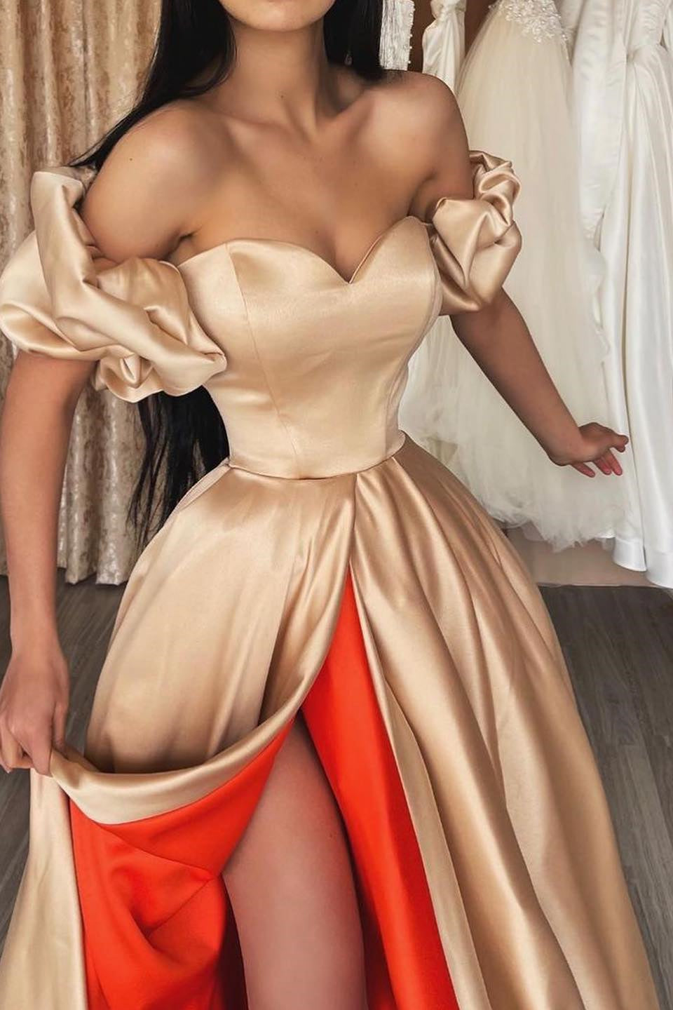Sweetheart Long Off-the-Shoulder Prom Dress with Split | Ballbella