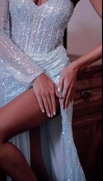 One-Shoulder Halter Long-Sleeve Sweetheart Mermaid Prom Dress with Sequins | Ballbella