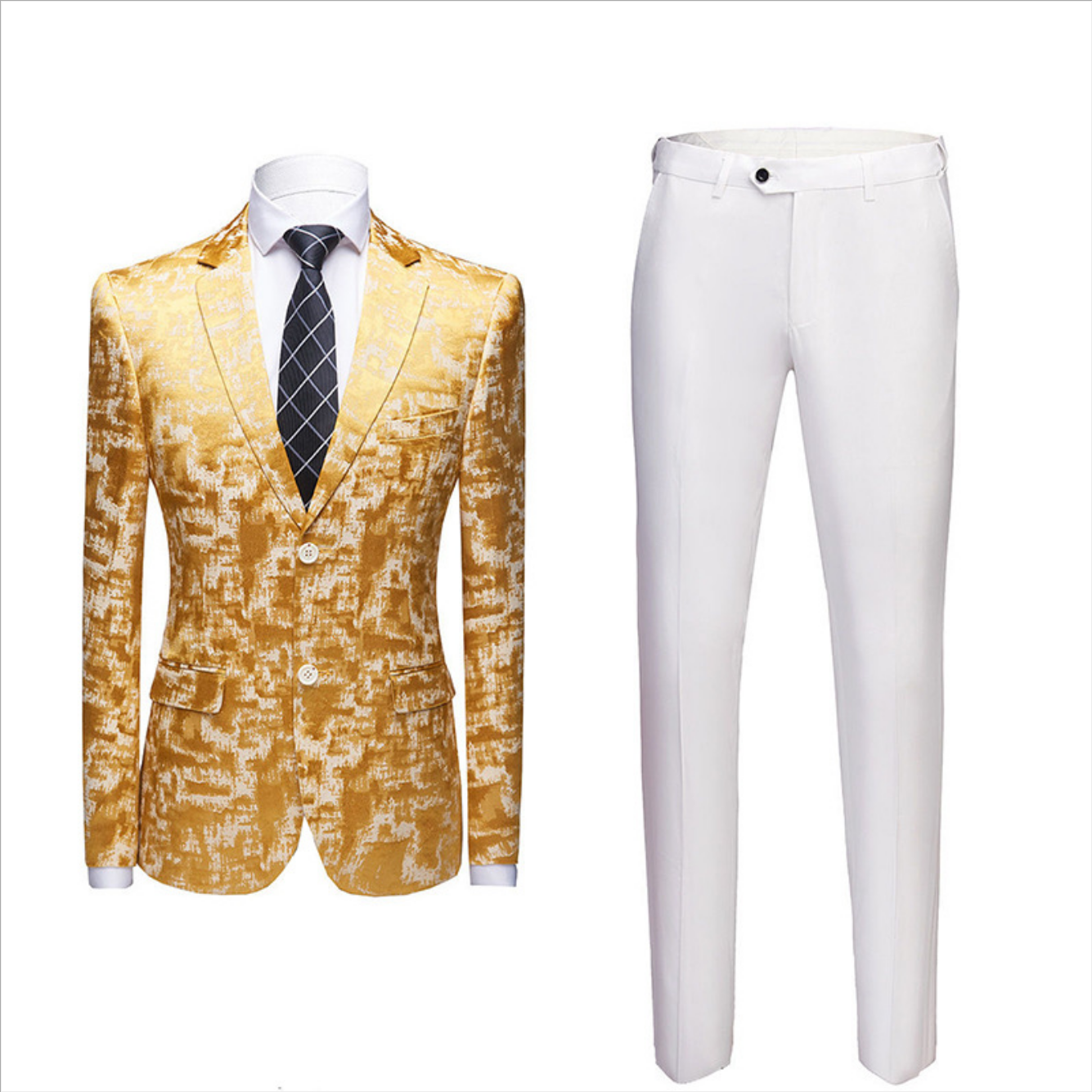 Handsome Western Suit for a Wedding - Bright Gold Notched Lapel