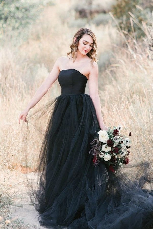 ballgown formal women's black strapless wedding dress Elegant A-line with Tulle Floor-length Make a dramatic statement sa_TROS_7_L12 backless summer dress maxi Color:Mist