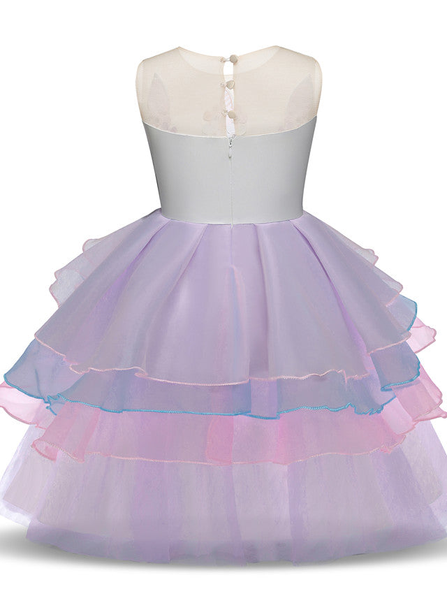 Princess Midi Party Dress Satin Tulle Embroidery & Appliques
