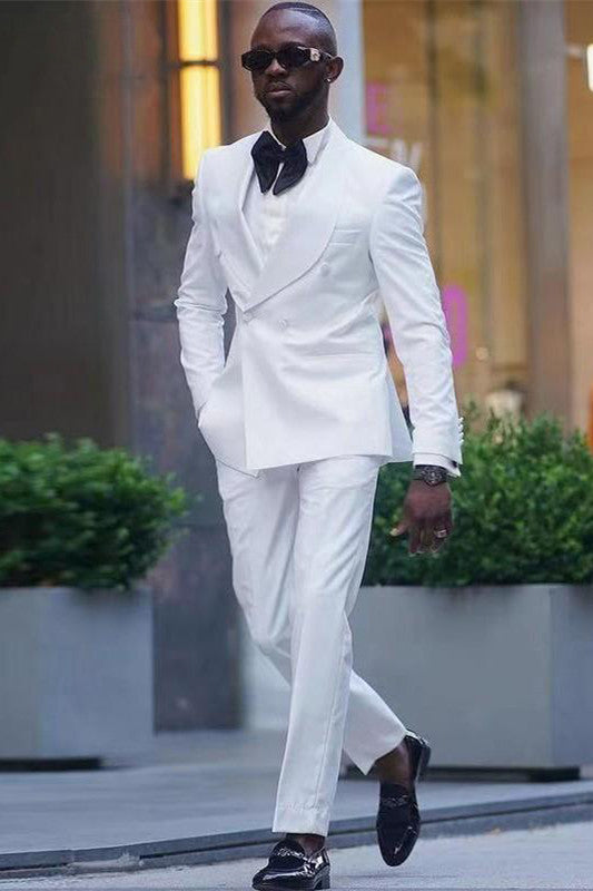 Daniel White Double Breasted Men Suits for Wedding