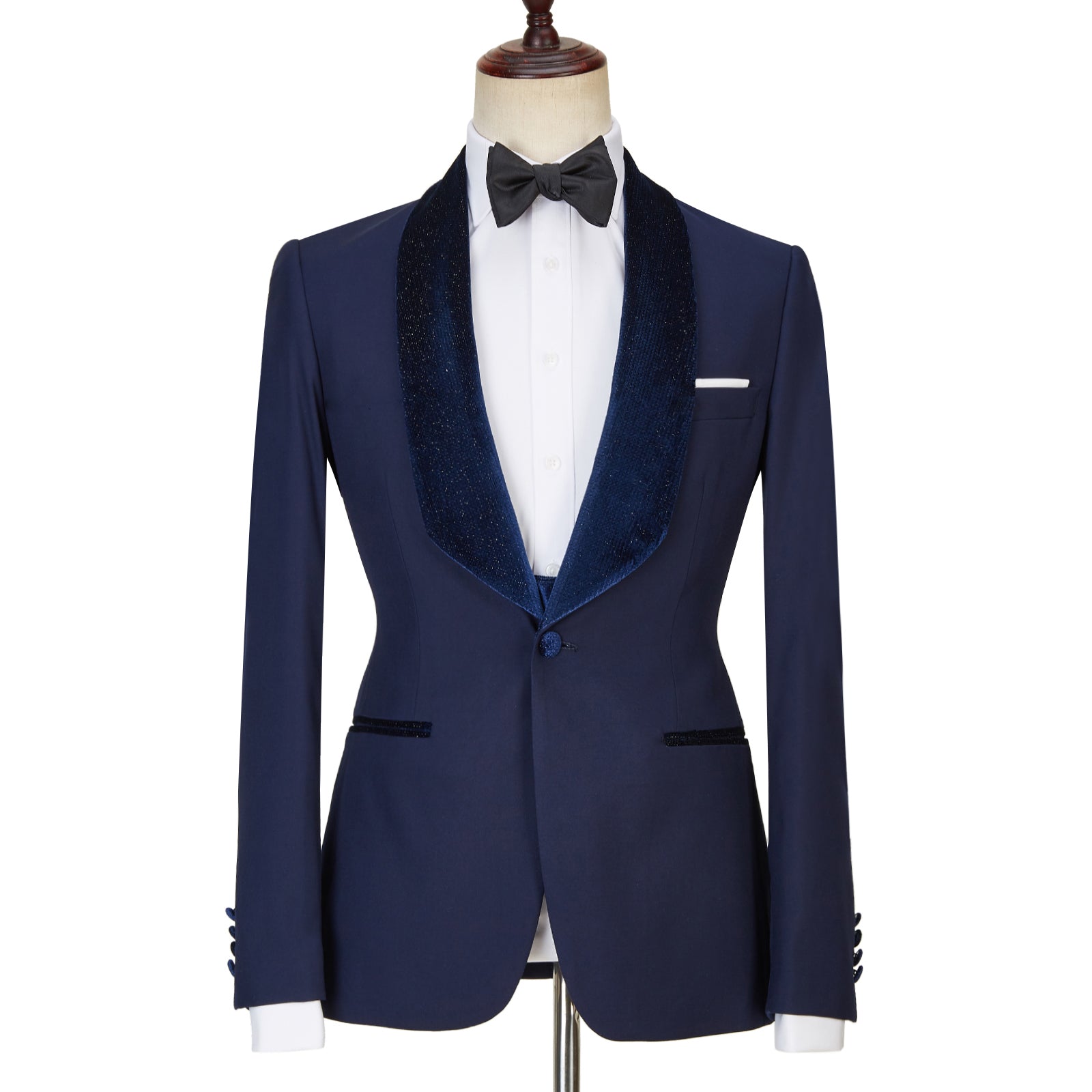 Dylan's Latest Design Navy Blue Best Fitted Three Piece Sparkle Men Suits