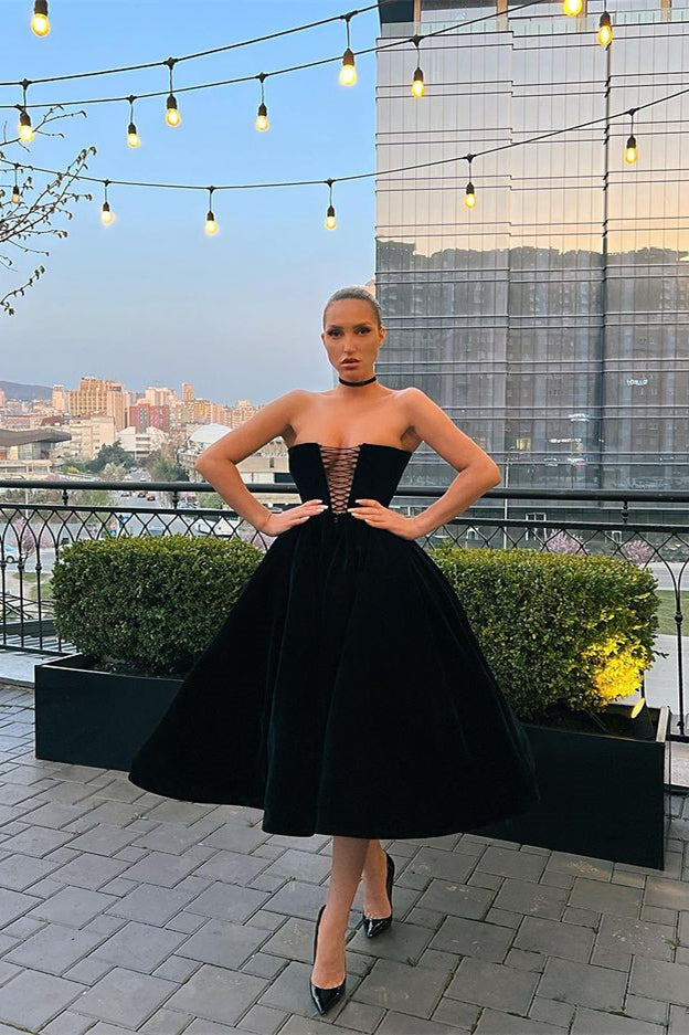 Strapless A-Line Prom Dress with Pockets