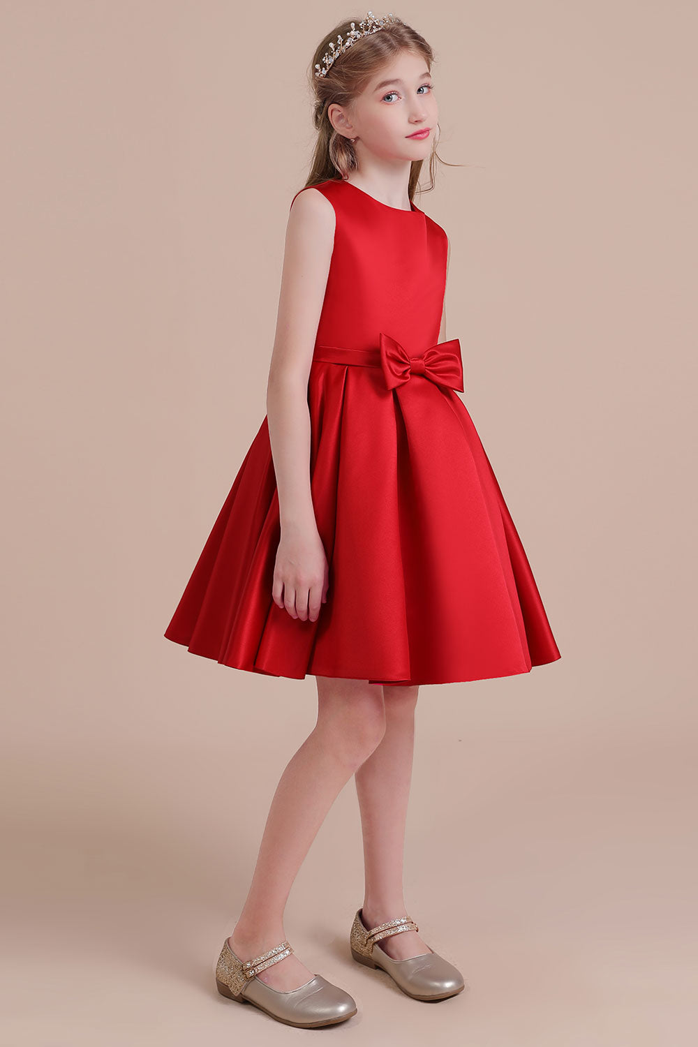 Latest A-line Satin Flower Girl Dress with Bow