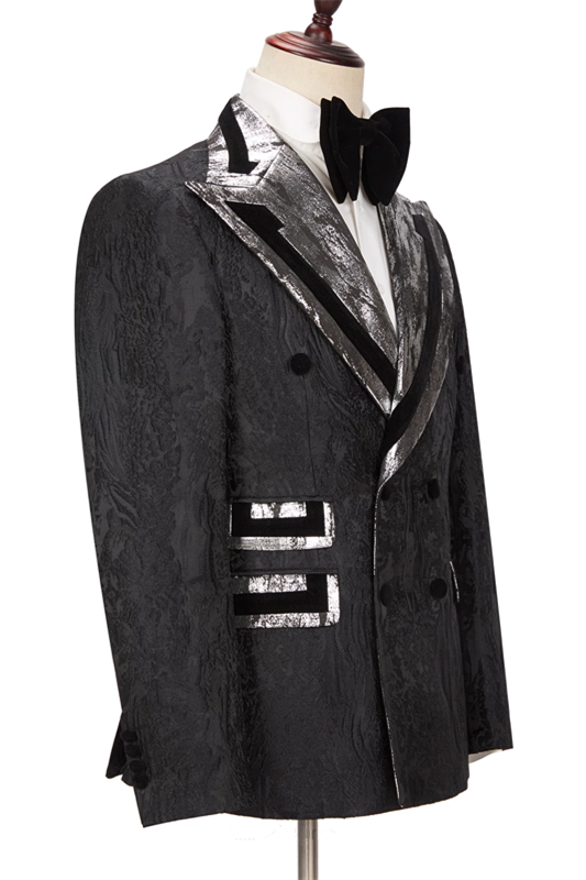 David's Stylish Black Best Wedding Suit 2022: Peaked Lapel Double Breasted