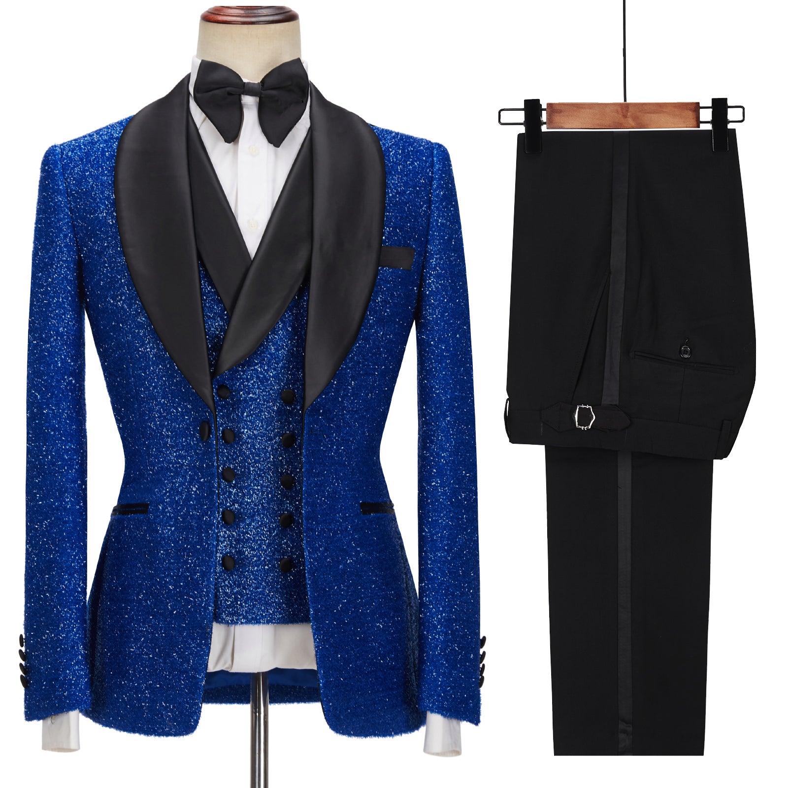 Jacob Royal Blue Sparkle 3Pc One Button Slim Fit Men Suit