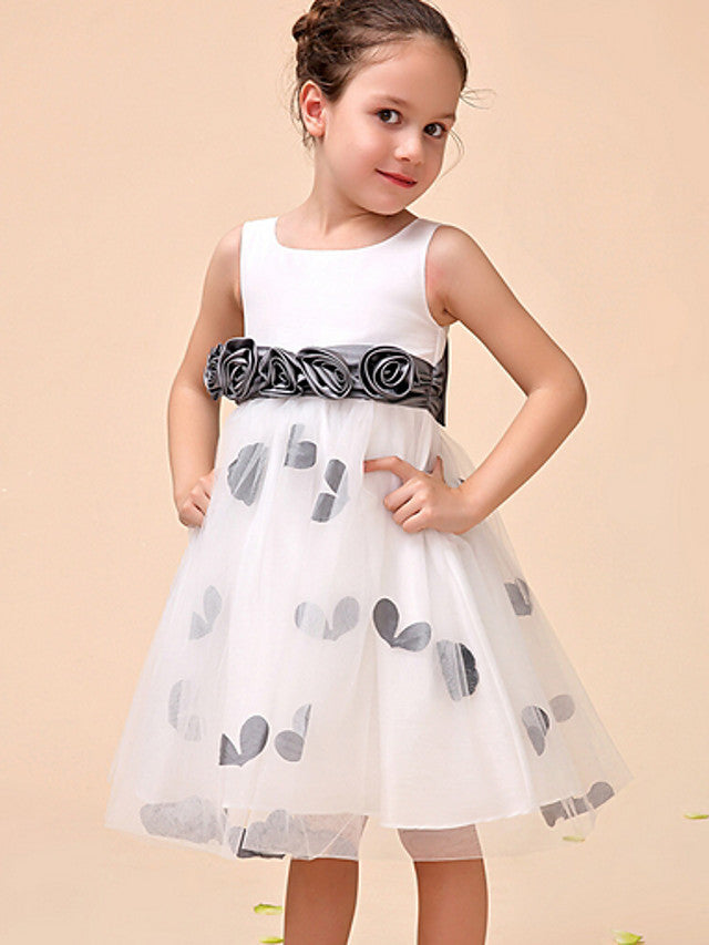 Party Flower Girl Dress with Pattern Print Appliques - Ball Gown Ankle Length