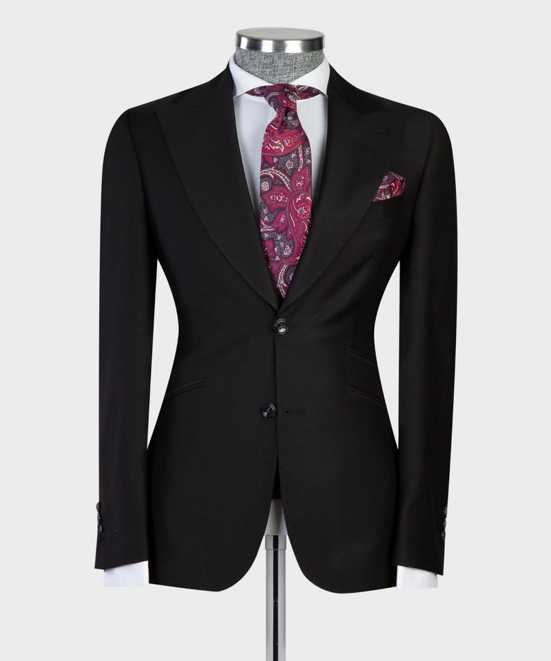 Stylish Black Peaked Lapel Bespoke Men Suits for Business by Emlyn