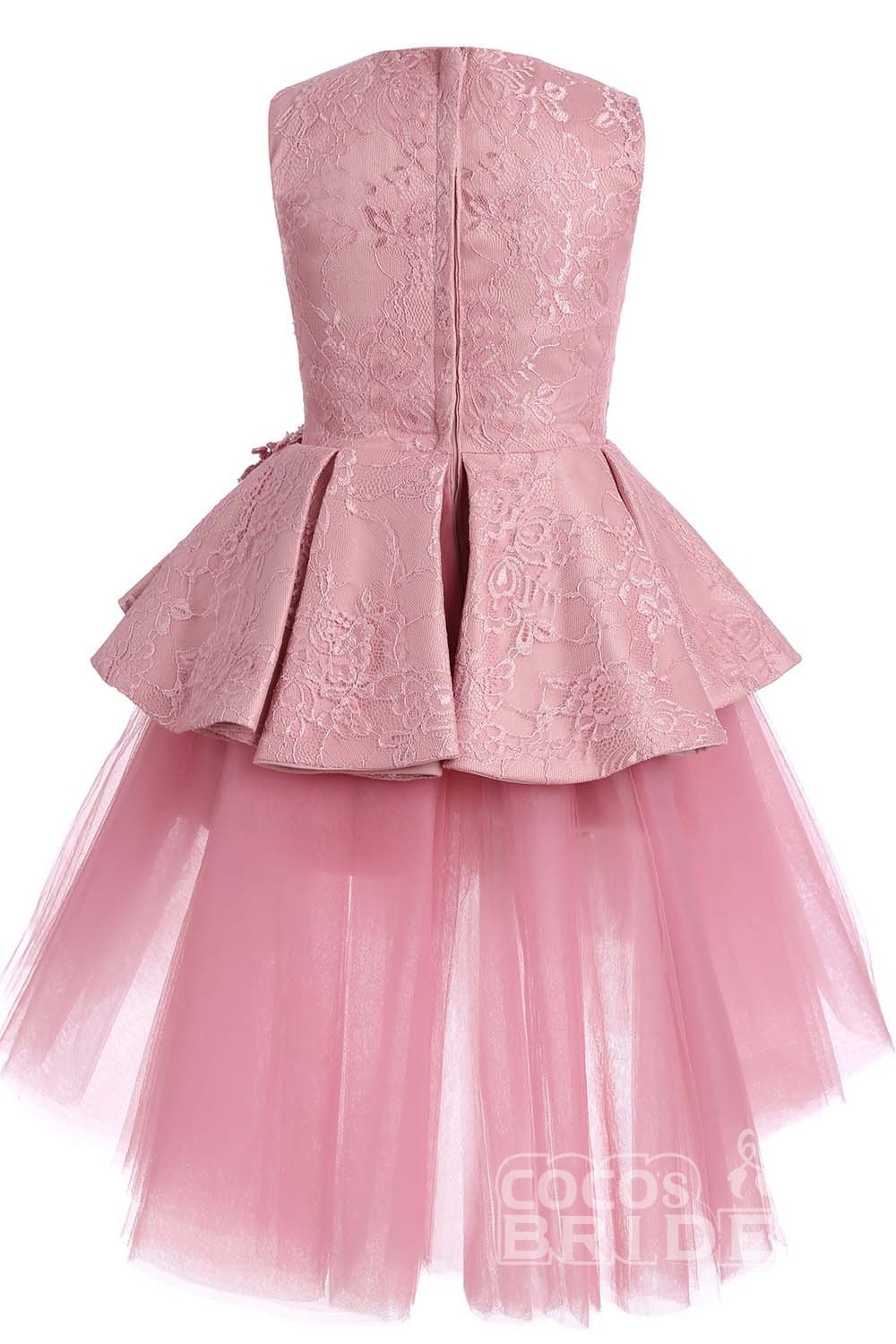 Pretty Pink Scoop Neck Sleeveless Ball Gown Flower Girls Dress