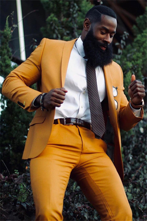 High Quality Yellow Prom Suit with Bespoke Shawl Lapel and One Button for Boys