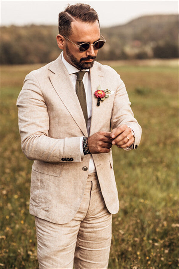 Easy Fit Gorgeous Party Linen Casual Summer Beach Wedding Suit - New Arrival