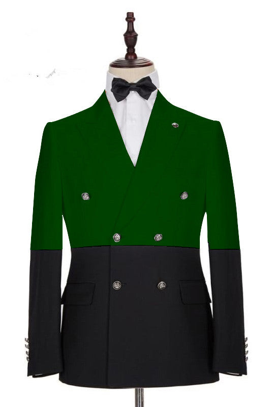 Shining Best Fitted Dark Green & Black Double Breasted Prom Tuxedo