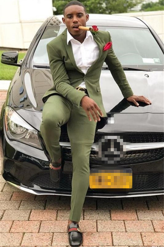 Popular One-Button Green Party Suits for Prom Online