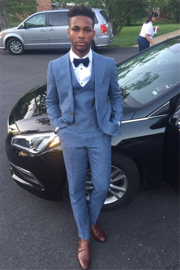 New Arrive Three Piece Blue Summer Wedding Suit For Guys Online