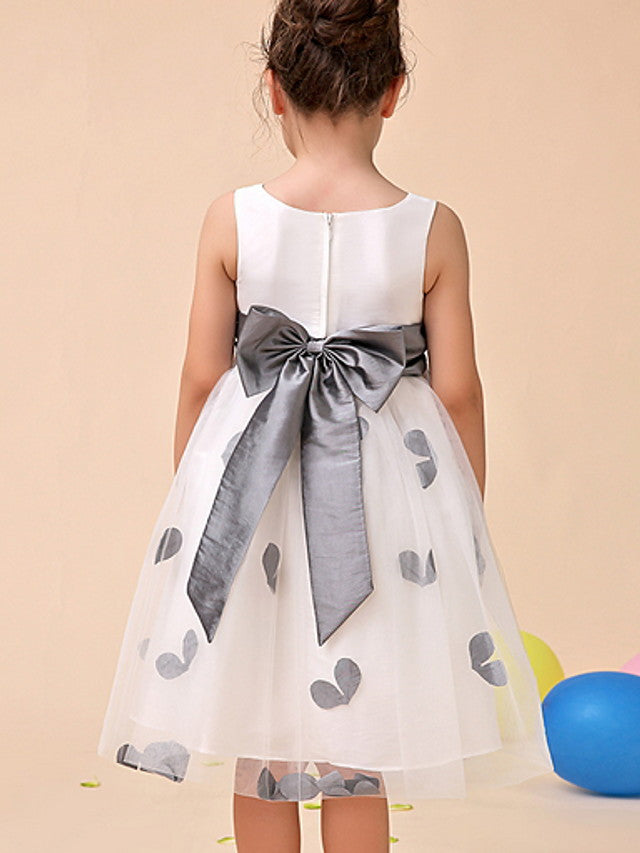 Party Flower Girl Dress with Pattern Print Appliques - Ball Gown Ankle Length