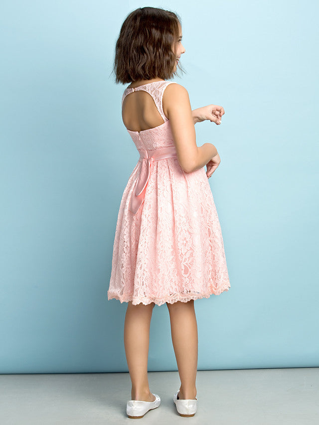 A-Line Scoop Neck Lace Junior Flower Girl Dress for Kids
