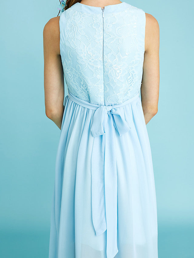 Chiffon Junior Flower Girl Dress With Pleats and Asymmetrical Neckline for Sheath Jewel Look