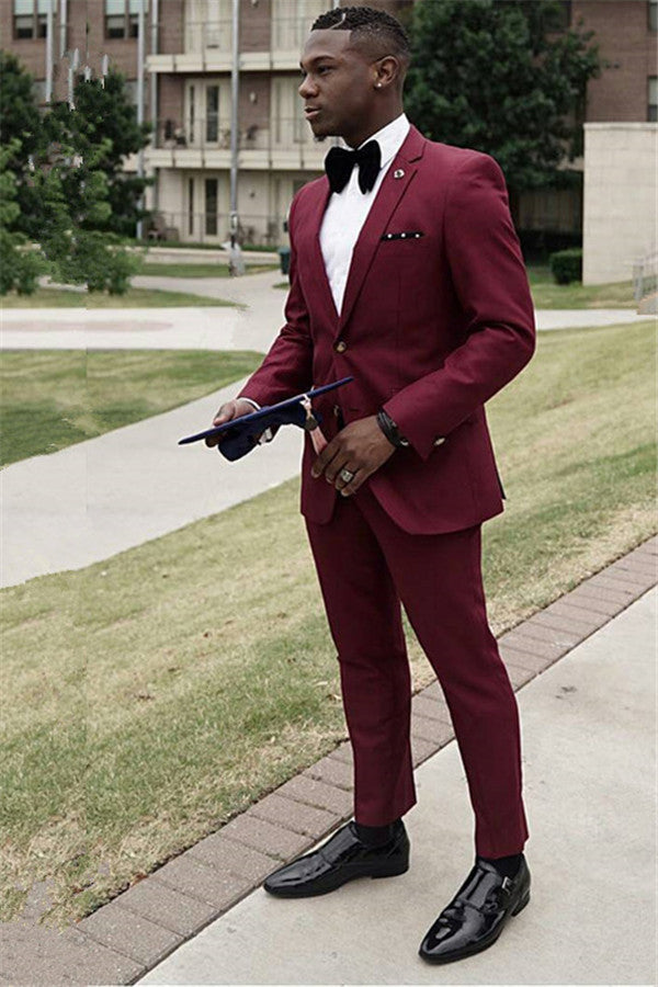 Two Piece Homecoming Suit for Guys - Stylish TylerBespoke Burgundy
