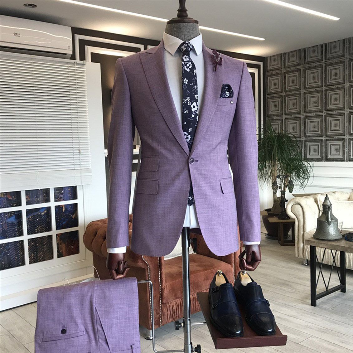 Be Stylish in Our New Arrive Peaked Lapel Purple Party Suits For Guys With Two Pieces