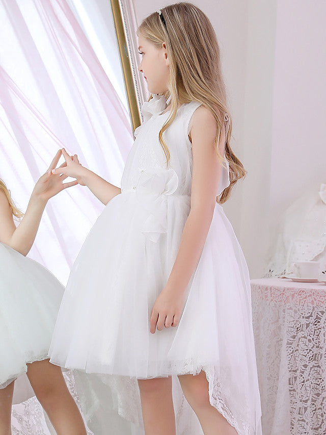 Luxurious Princess Ball Gown for Flower Girls Lace Satin Tulle with Cascading Ruffles