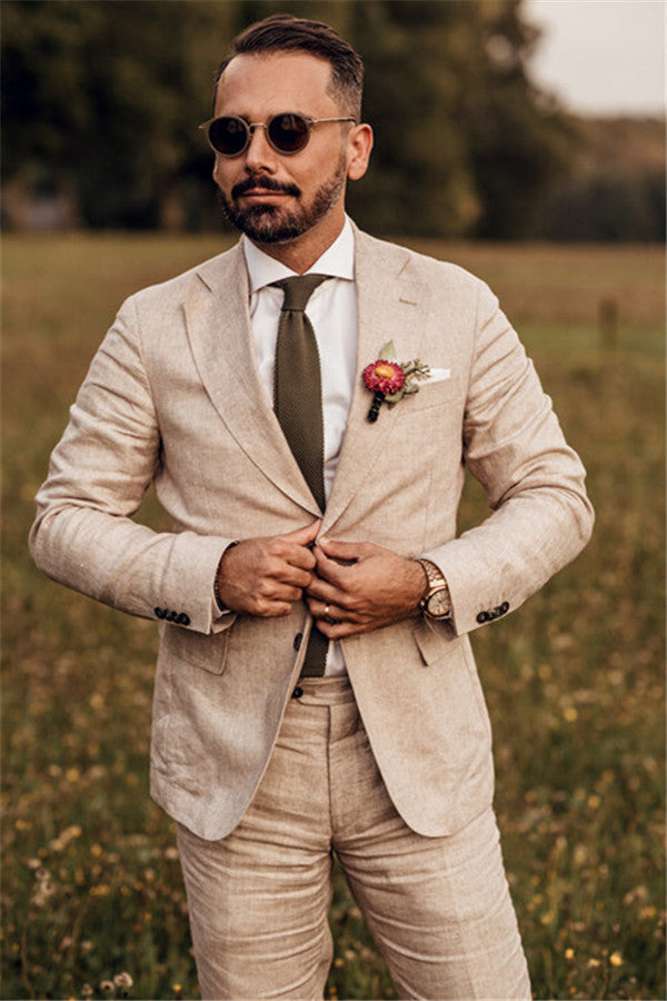 Easy Fit Gorgeous Party Linen Casual Summer Beach Wedding Suit - New Arrival