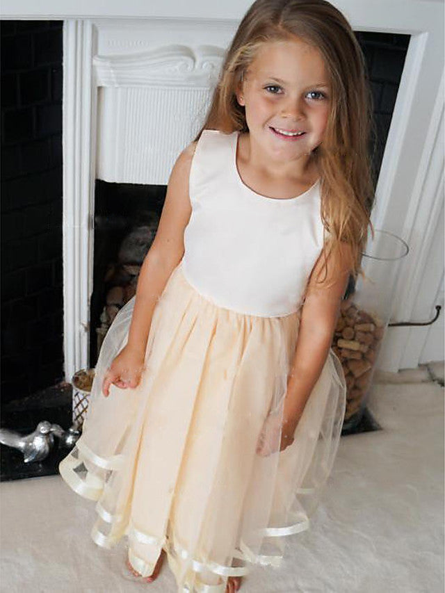 Beautiful Sleeveless Jewel A-Line Knee Length Flower Girl Dress