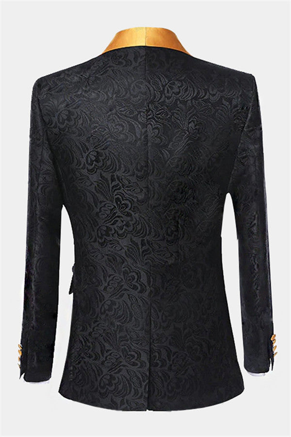 One Button Two Pieces Black Groom & Groomsmen Suits
