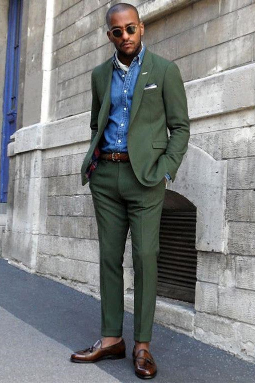 Elegant Dark Green Wedding Suit for Men 2022 with Peaked Lapel