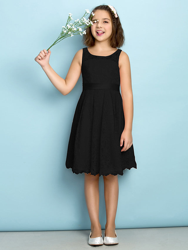 A-Line Scoop Neck Lace Junior Flower Girl Dress for Kids