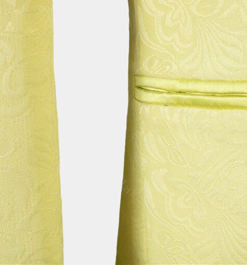 Unique Three Pieces Shawl Lapel Yellow Jacquard Morning Suit