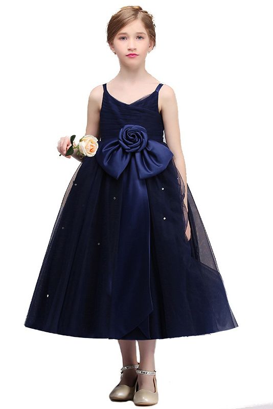 Amazing V-Neck Spaghetti Strap Flower Girl Dress in Tulle