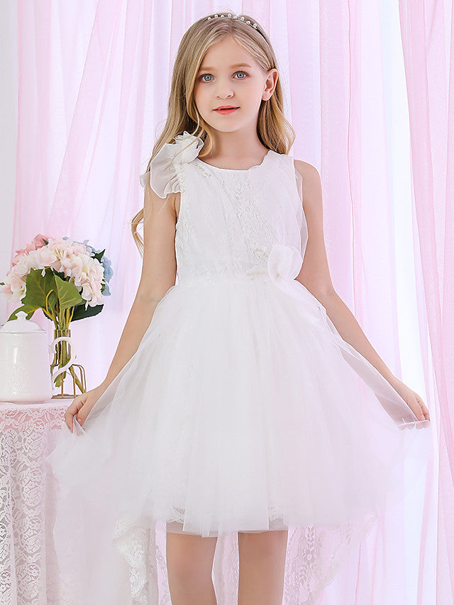 Luxurious Princess Ball Gown for Flower Girls Lace Satin Tulle with Cascading Ruffles