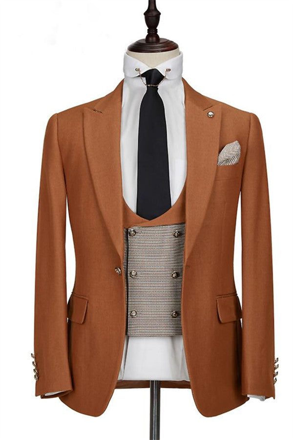 Three Pieces Caramel Formal Business Prom Suits for Party